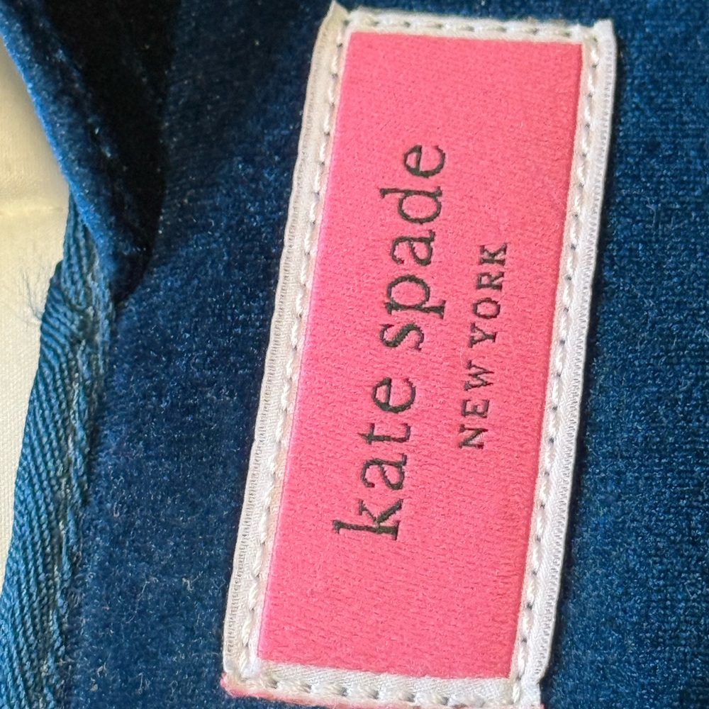 WOT- Kate Spade Blue velvet,Jolie Penguin Embroidered Slippers. 8.5 - Picture 4 of 6